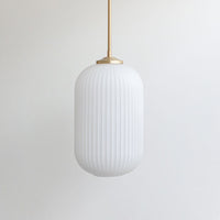 Long Opal Reeded Glass Stemmed Pendant Light