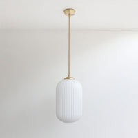 Long Opal Reeded Glass Stemmed Pendant Light