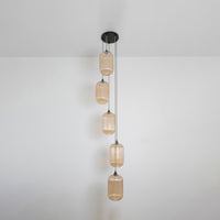 Long Amber Reeded Five Drop Pendant