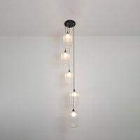 Long Clear Reeded Five Drop Pendant