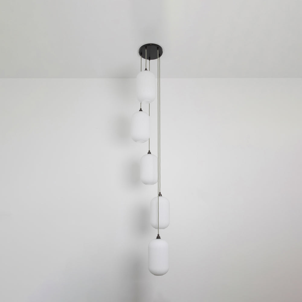 Long Opal Reeded Five Drop Pendant
