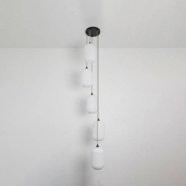Long Opal Reeded Five Drop Pendant