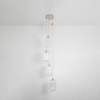 Long Clear Reeded Five Drop Pendant