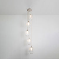 Long Clear Reeded Five Drop Pendant