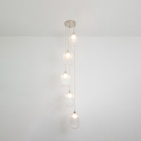 Long Clear Reeded Five Drop Pendant