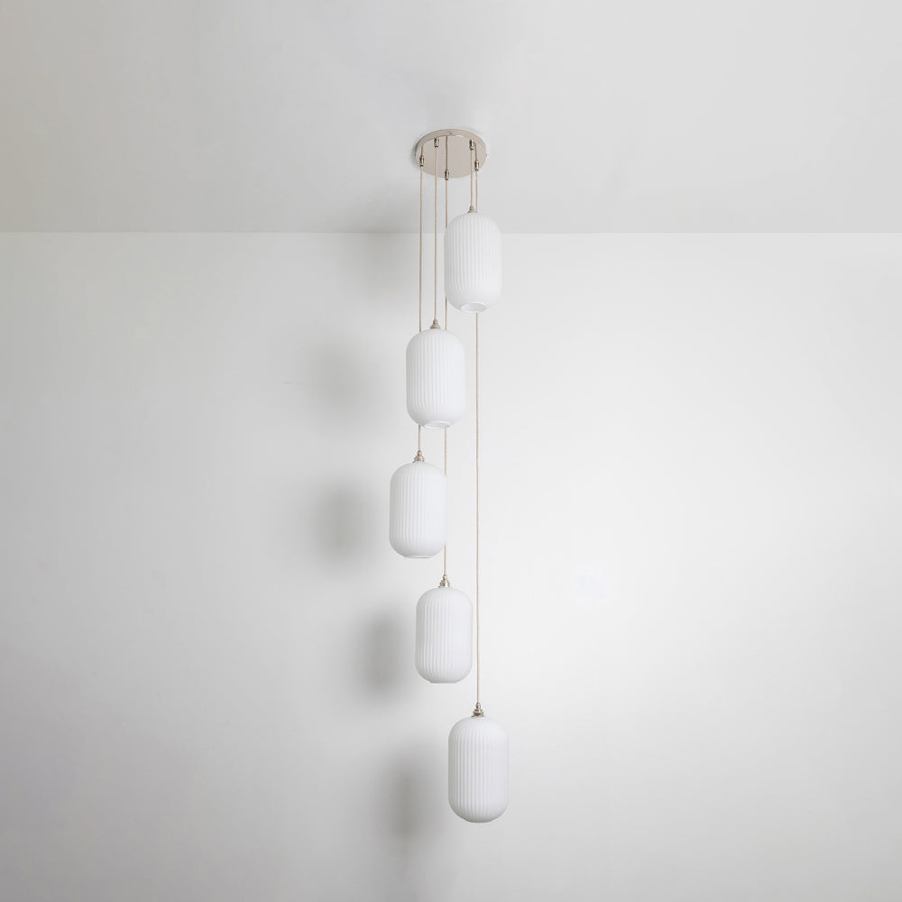Long Opal Reeded Five Drop Pendant