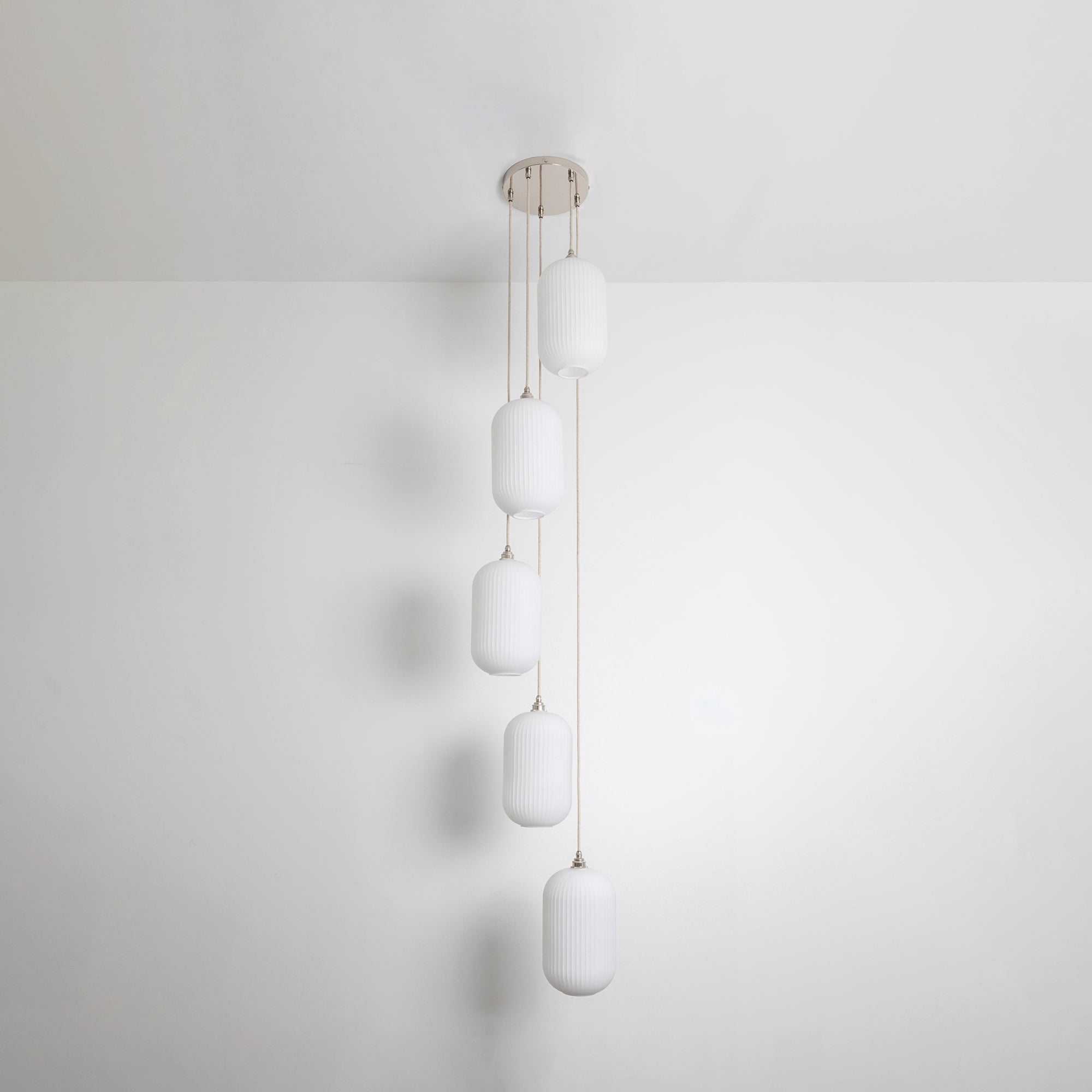 Long Opal Reeded Five Drop Pendant