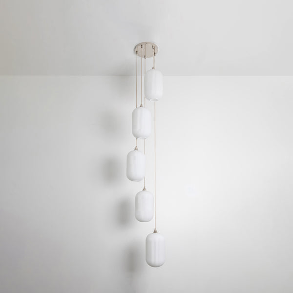 Long Opal Reeded Five Drop Pendant