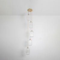 Long Clear Reeded Five Drop Pendant