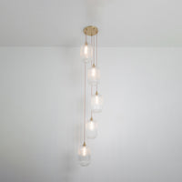 Long Clear Reeded Five Drop Pendant