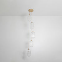 Long Clear Reeded Five Drop Pendant
