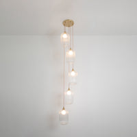 Long Clear Reeded Five Drop Pendant