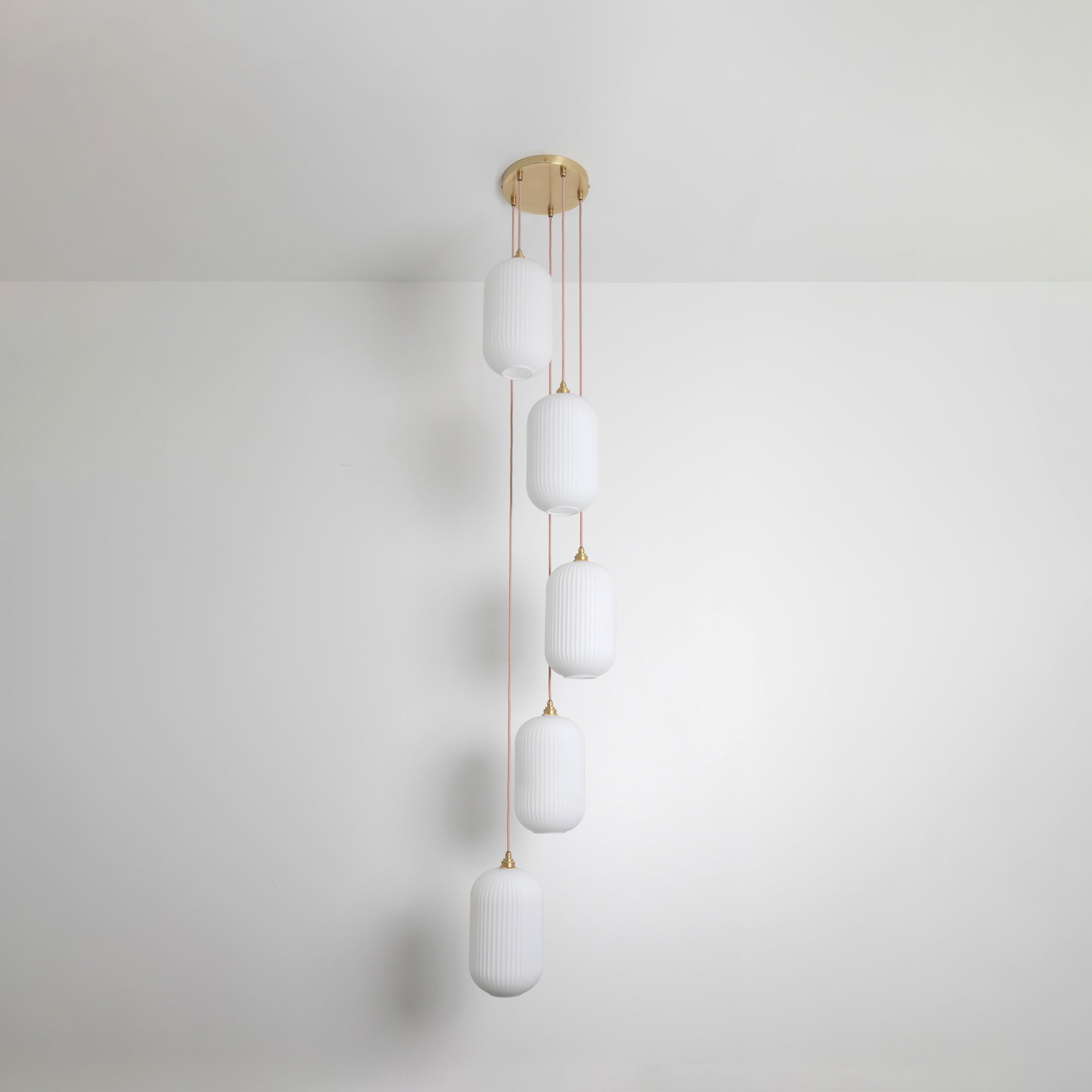 Long Opal Reeded Five Drop Pendant