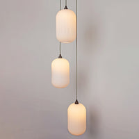 Long Opal Reeded Triple Drop Pendant