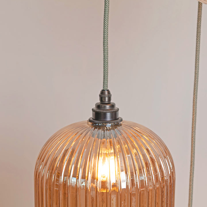 Long Amber Reeded Triple Drop Pendant