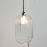 Long Clear Reeded Triple Drop Pendant