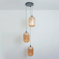 Long Amber Reeded Triple Drop Pendant