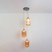 Long Amber Reeded Triple Drop Pendant