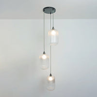 Long Clear Reeded Triple Drop Pendant