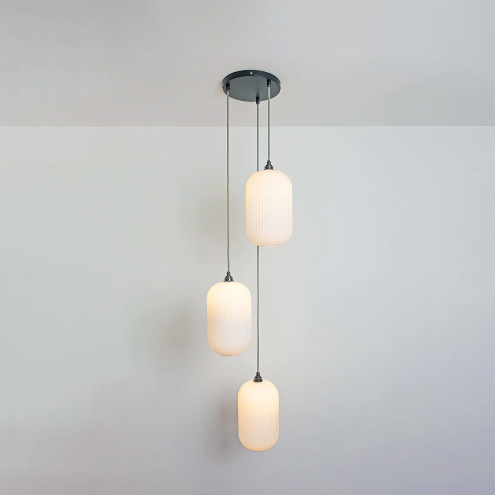 Long Opal Reeded Triple Drop Pendant