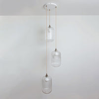 Long Clear Reeded Triple Drop Pendant
