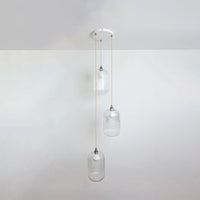 Long Clear Reeded Triple Drop Pendant