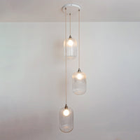 Long Clear Reeded Triple Drop Pendant