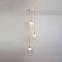 Long Clear Reeded Triple Drop Pendant