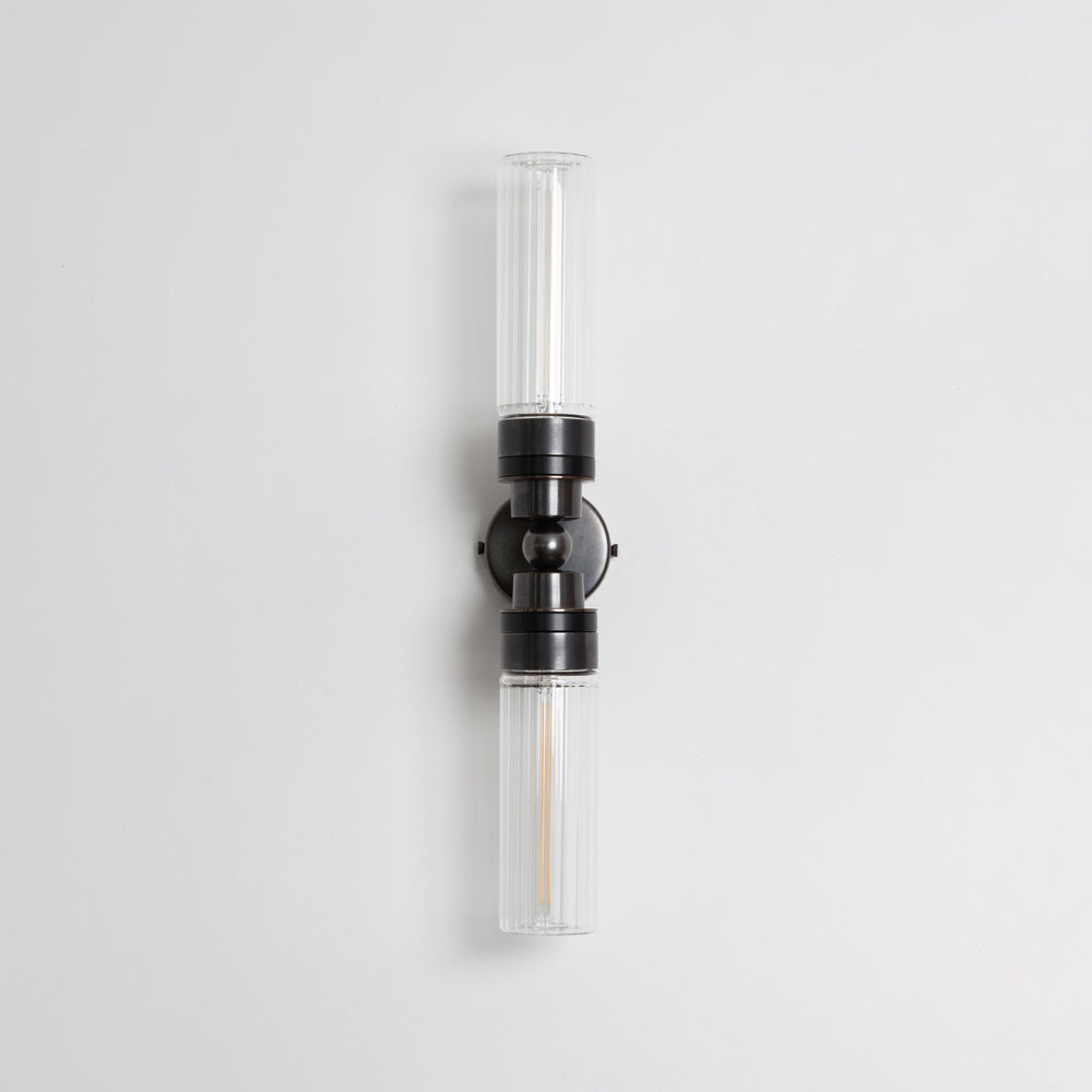 "Lyra" Double Wall Light - Fluted Glass
