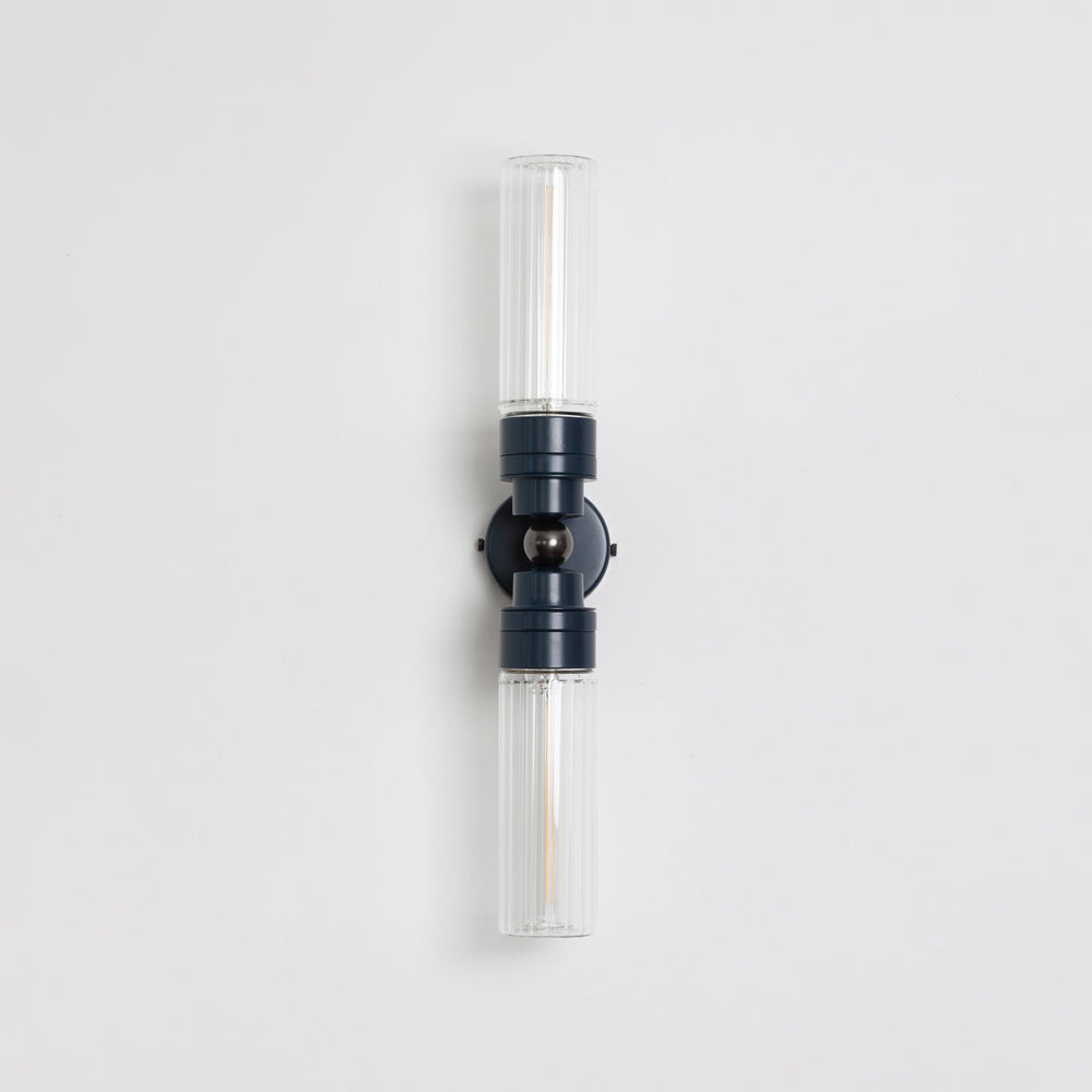 "Lyra" Double Wall Light - Fluted Glass