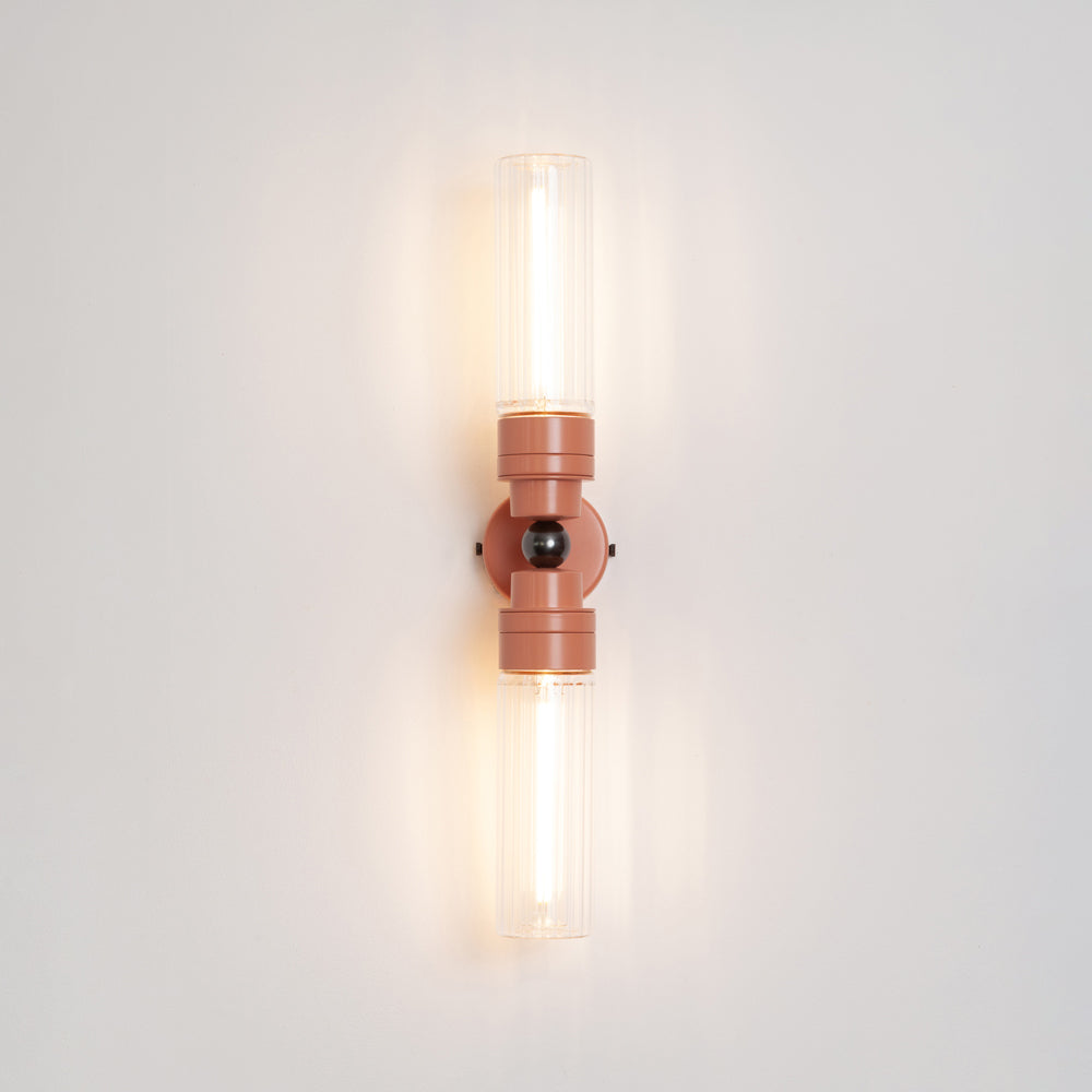"Lyra" Double Wall Light - Fluted Glass