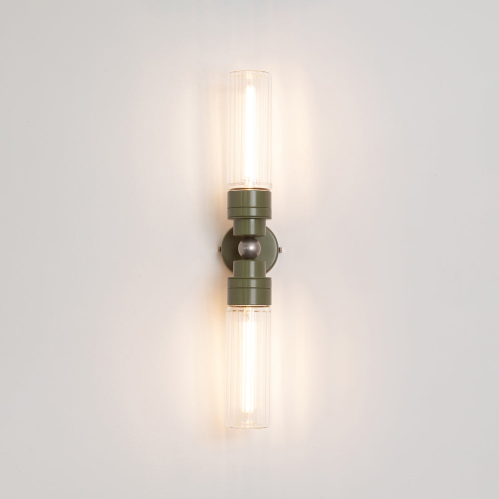 "Lyra" Double Wall Light - Fluted Glass