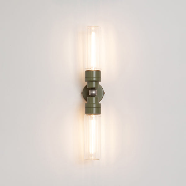 "Lyra" Double Wall Light - Fluted Glass