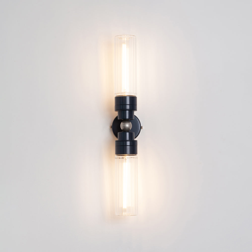 "Lyra" Double Wall Light - Fluted Glass