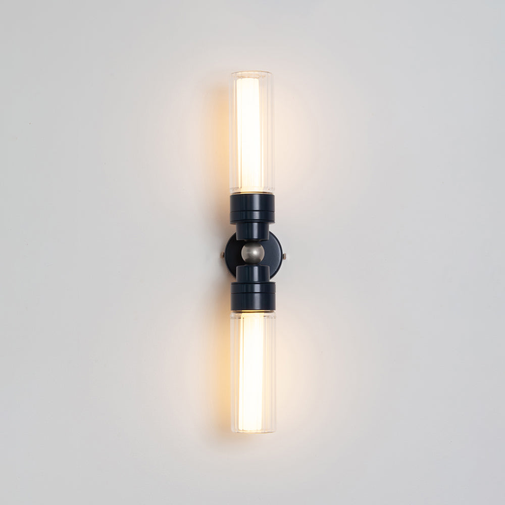 "Lyra" Double Wall Light - Fluted Glass