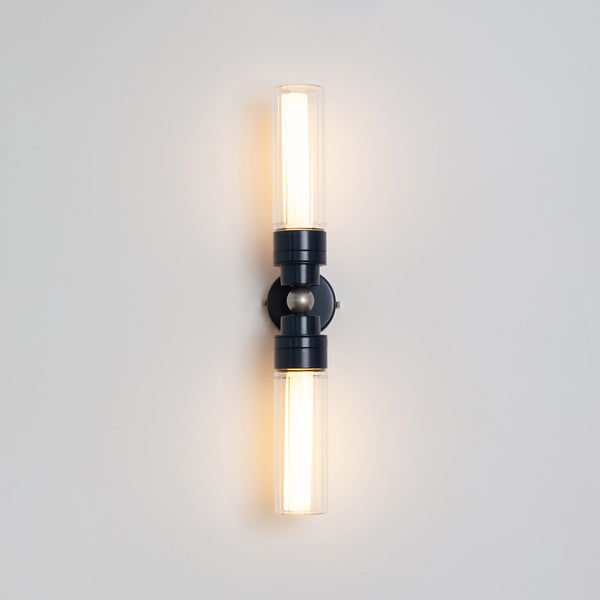 "Lyra" Double Wall Light - Fluted Glass