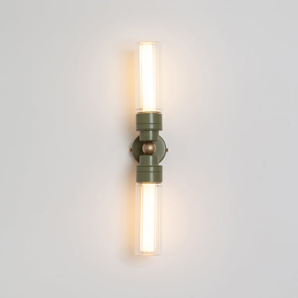 "Lyra" Double Wall Light - Fluted Glass