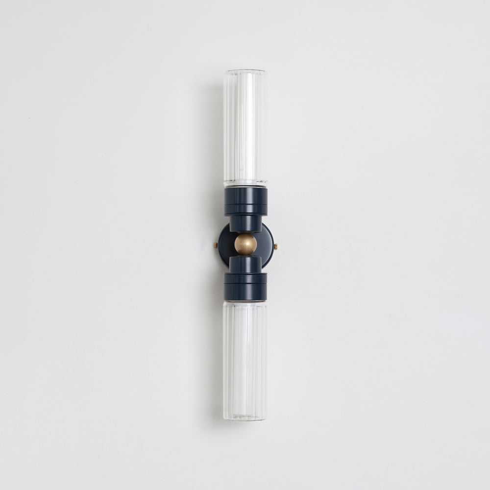 "Lyra" Double Wall Light - Fluted Glass