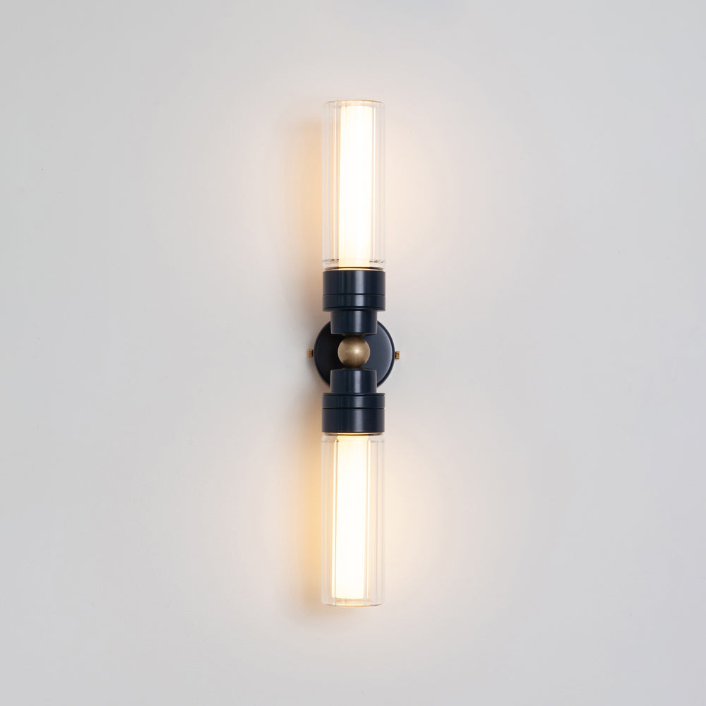 "Lyra" Double Wall Light - Fluted Glass