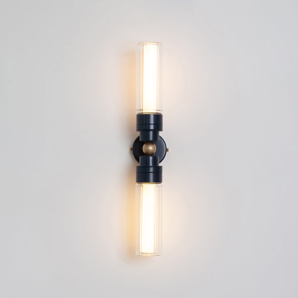 "Lyra" Double Wall Light - Fluted Glass