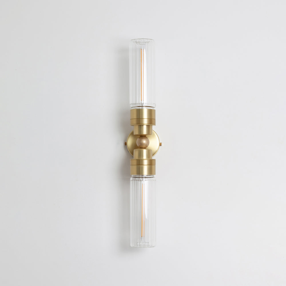 "Lyra" Double Wall Light - Fluted Glass