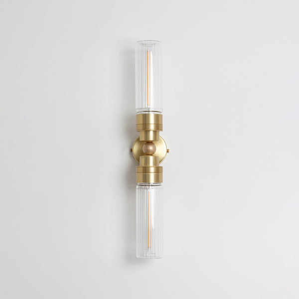 "Lyra" Double Wall Light - Fluted Glass