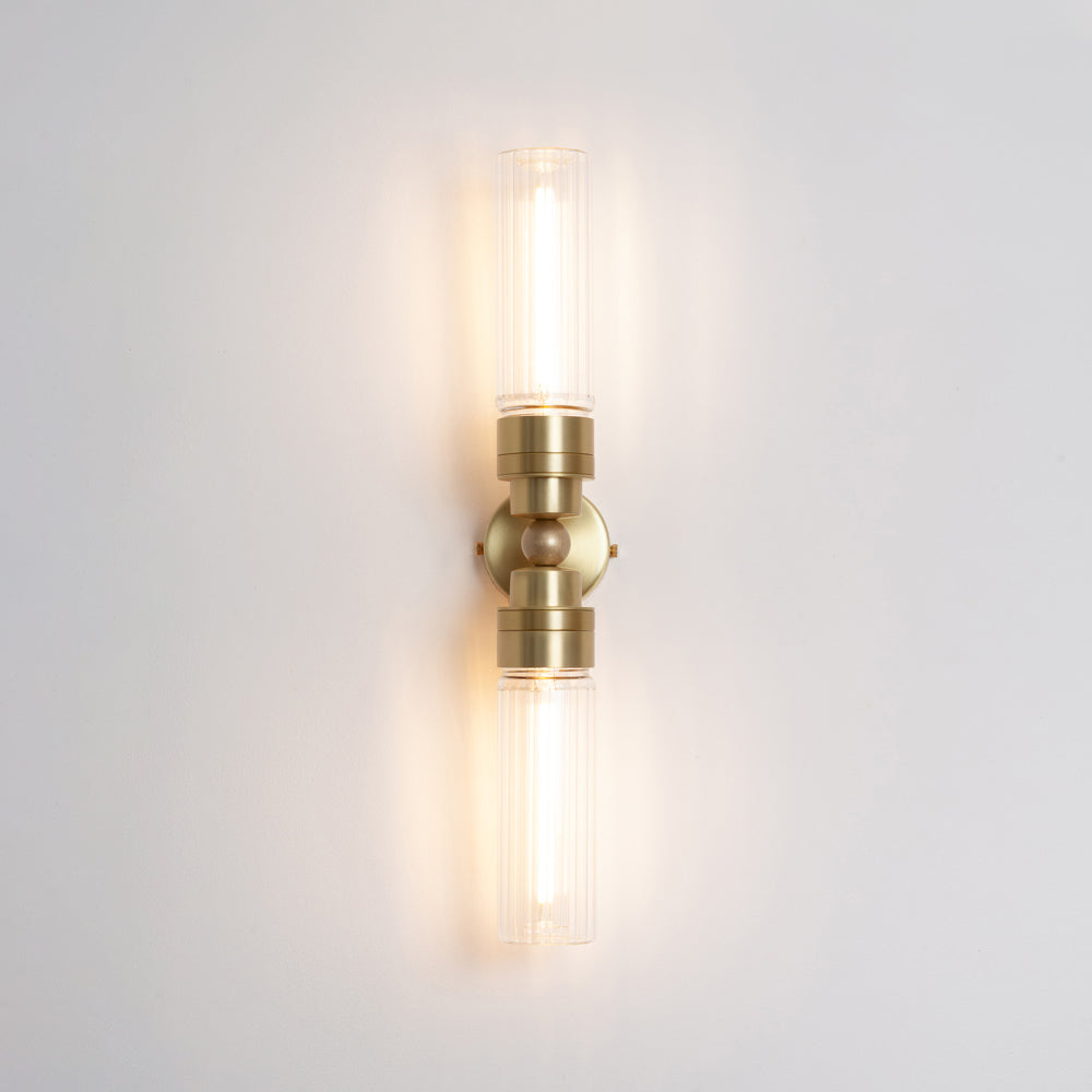 "Lyra" Double Wall Light - Fluted Glass