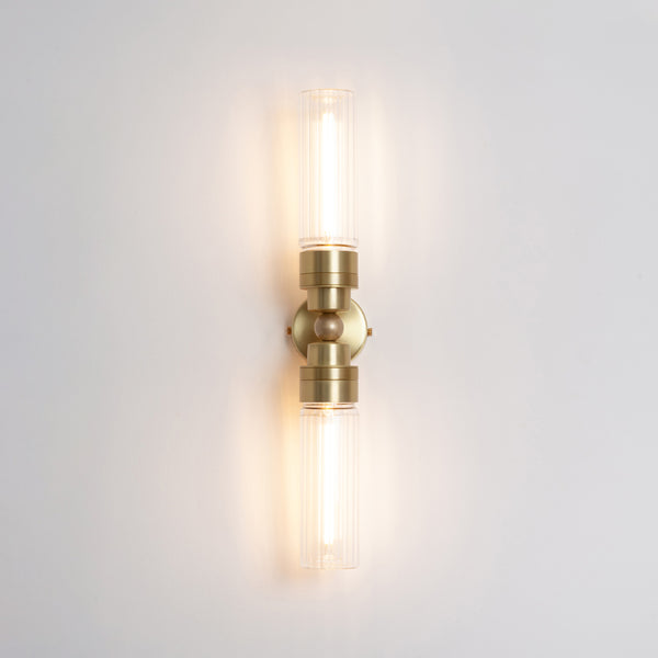 "Lyra" Double Wall Light - Fluted Glass