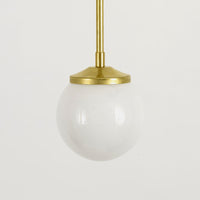 Medium Opal Glass Stemmed Pendant Light - Brass