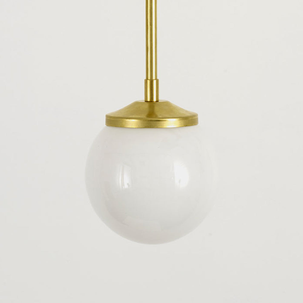 Medium Opal Glass Stemmed Pendant Light - Brass