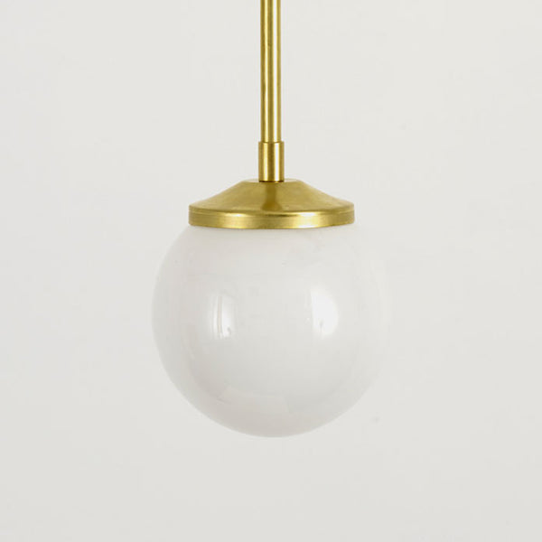 Medium Opal Glass Stemmed Pendant Light - Brass