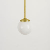 Medium Opal Glass Stemmed Pendant Light - Brass