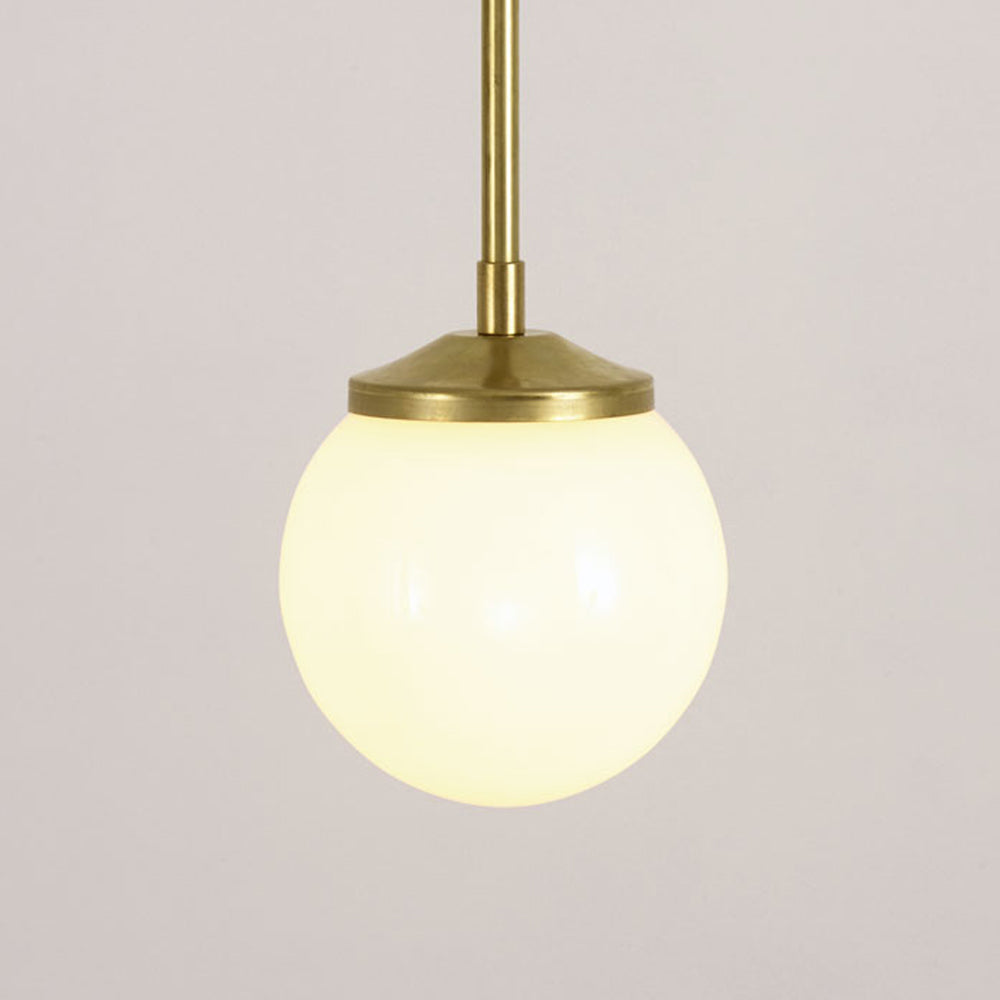Medium Opal Glass Stemmed Pendant Light - Brass