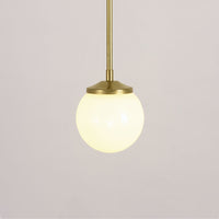 Medium Opal Glass Stemmed Pendant Light - Brass